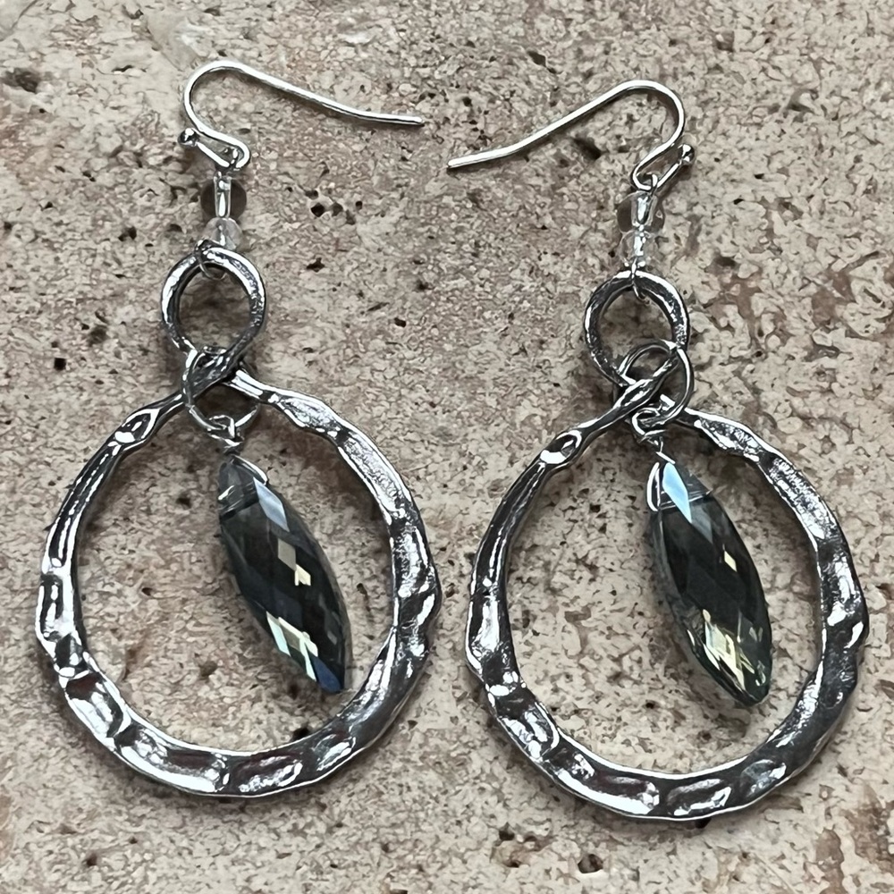 Vintage Hammered Coil Moonstone Sphere Earrings